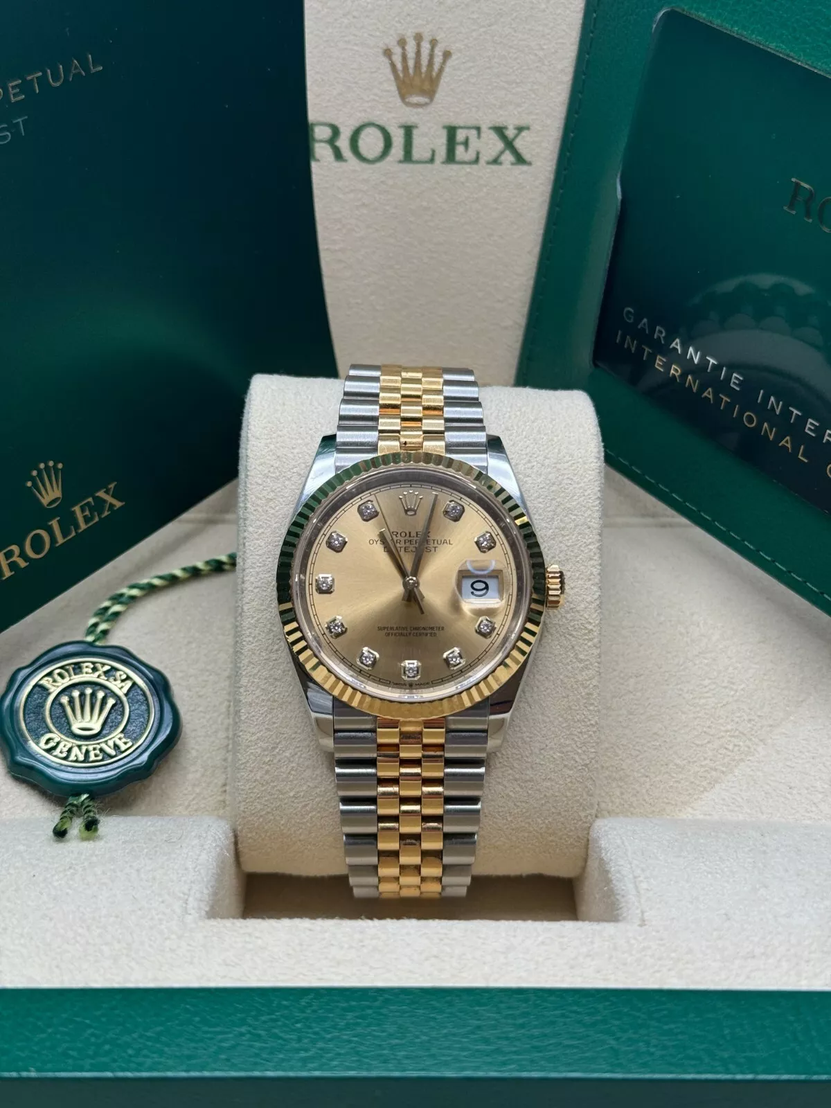 RLX Datejust 41mm Two-Tone Yellow Gold Fluted Bezel Champagne Diamond Dial Oyster - 126333 - Image 10