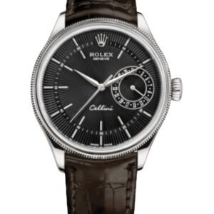 【Super Clone】Rolex Cellini Date 50519 Brown Leather Black Dial 39mm Mens Replica Watch