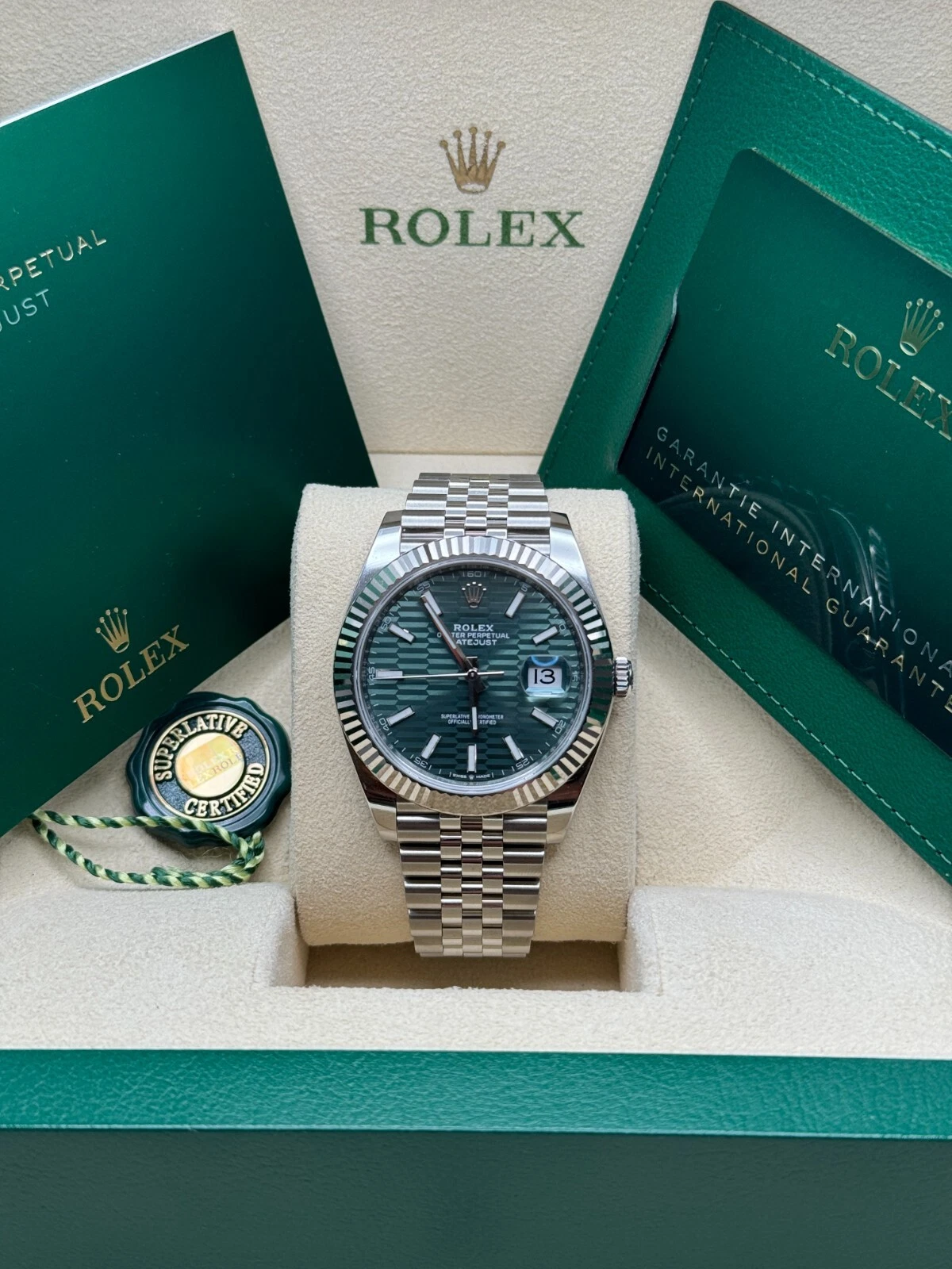 RLX Datejust 41mm 126334 Mint Green Fluted Motif Dial Oyster Bracelet - Image 12