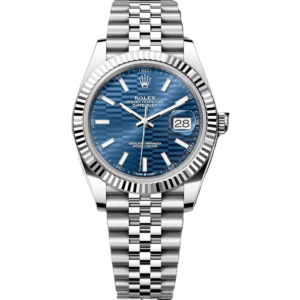 RLX  Datejust 41mm Blue Fluted Motif Index Dial Jubilee Bracelet Watch - 126334