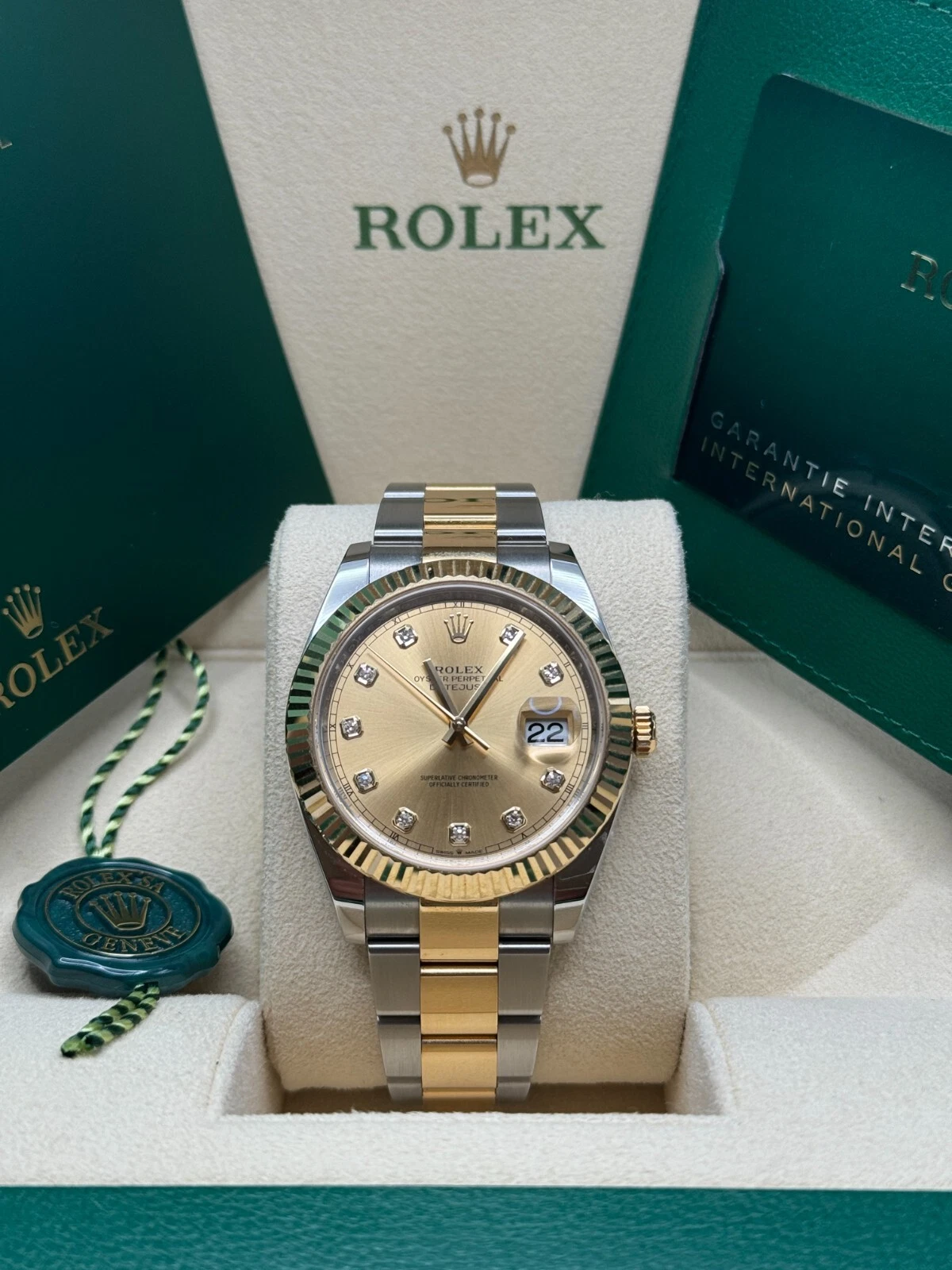 RLX Datejust 41mm Two-Tone Yellow Gold Fluted Bezel Champagne Diamond Dial Oyster - 126333 - Image 7