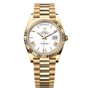 RLX Day-Date "President" 40mm Yellow Gold White Roman Dial - 228238