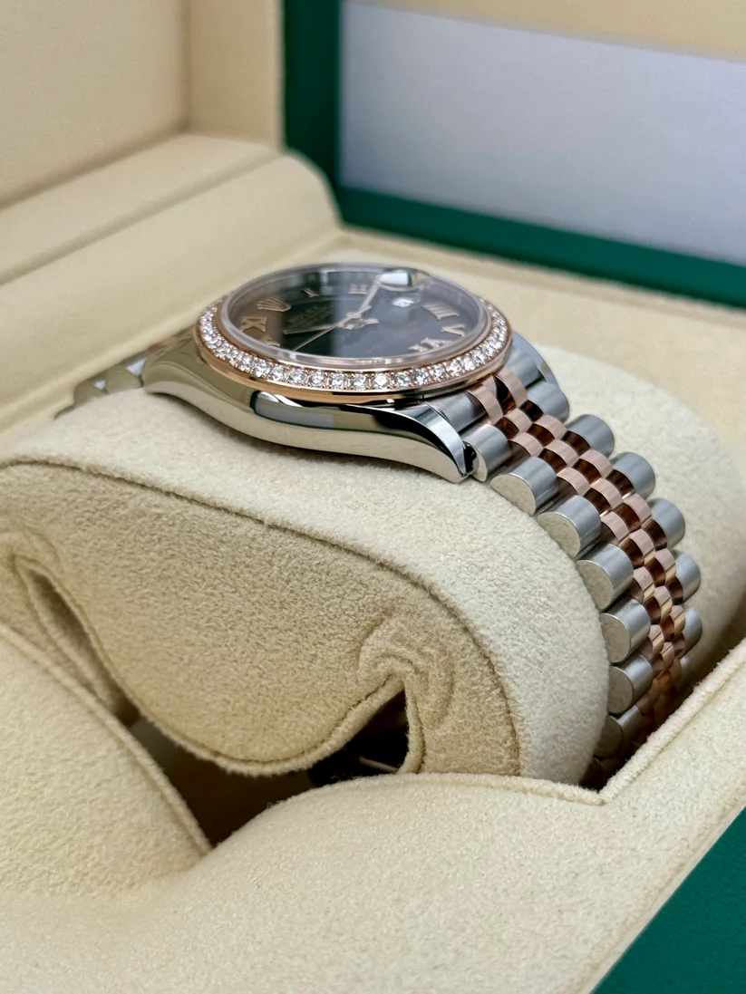 RLX Datejust m278381-0005/0006 Chocolate Roman Diamond 31mm Dial Diamond-Set Bezel and Oyster Bracelet Watch - Image 5