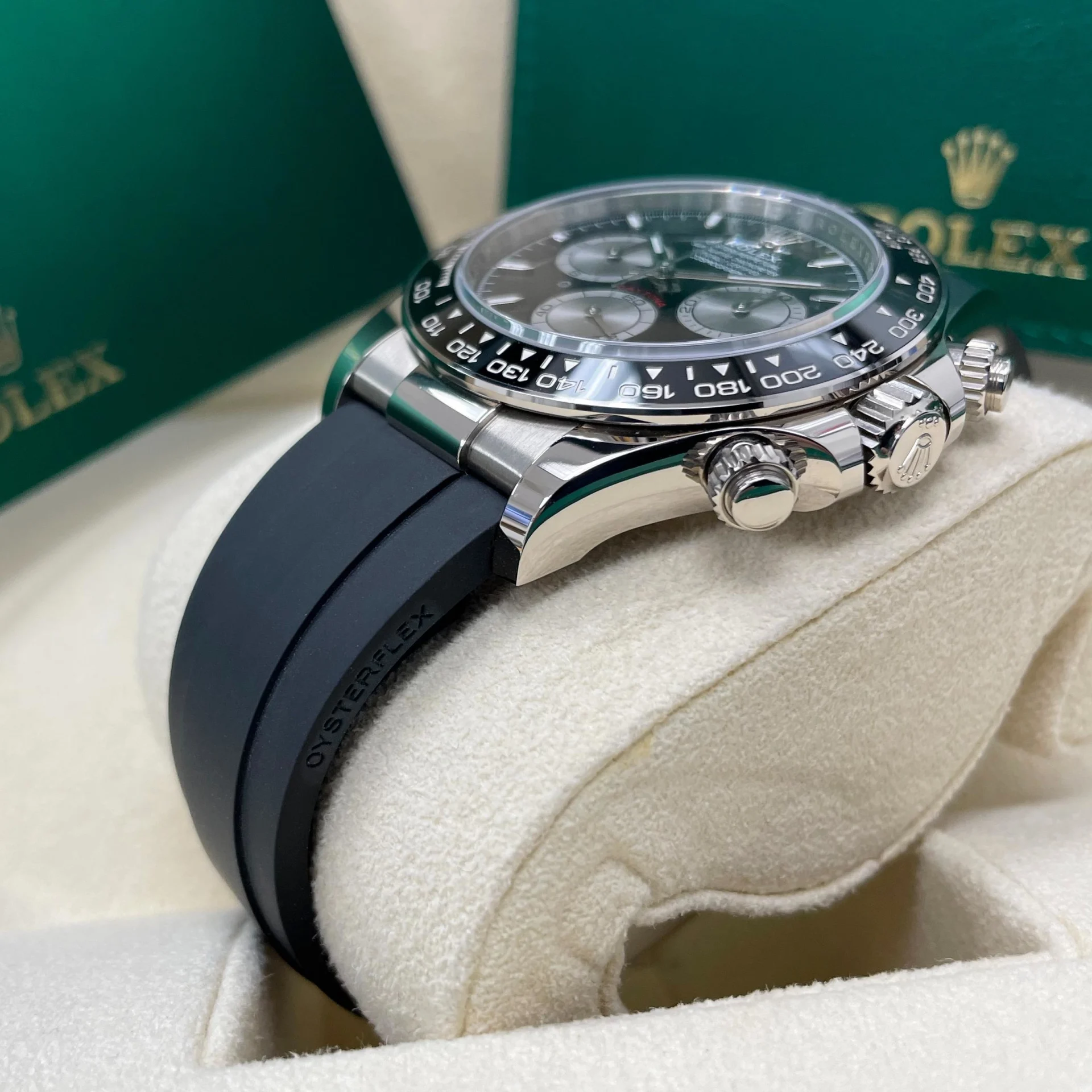 【Super Clone】Rolex Cosmograph Daytona White Gold Mens Watch-126519LN Black Oysterflex - Image 3