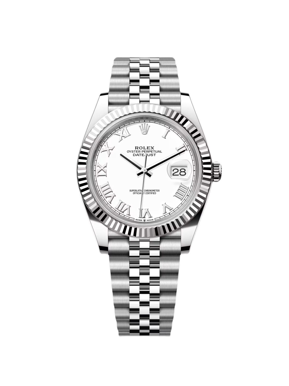 RLX Datejust 41mm 126334 White Roman Oyster Stainless Steel Mens Watch