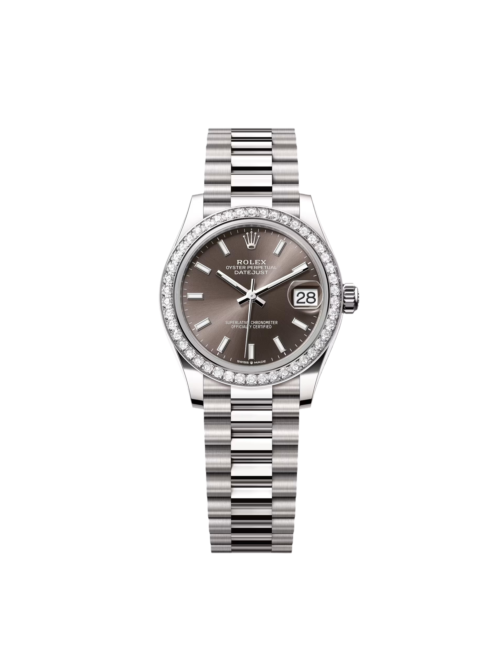 RLX Datejust m278289RBR-0014 Dark Grey Dial White Gold President Watch