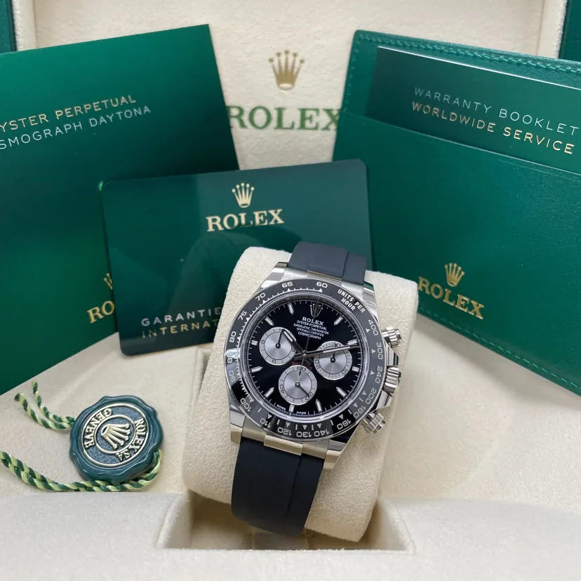 【Super Clone】Rolex Cosmograph Daytona White Gold Mens Watch-126519LN Black Oysterflex - Image 8
