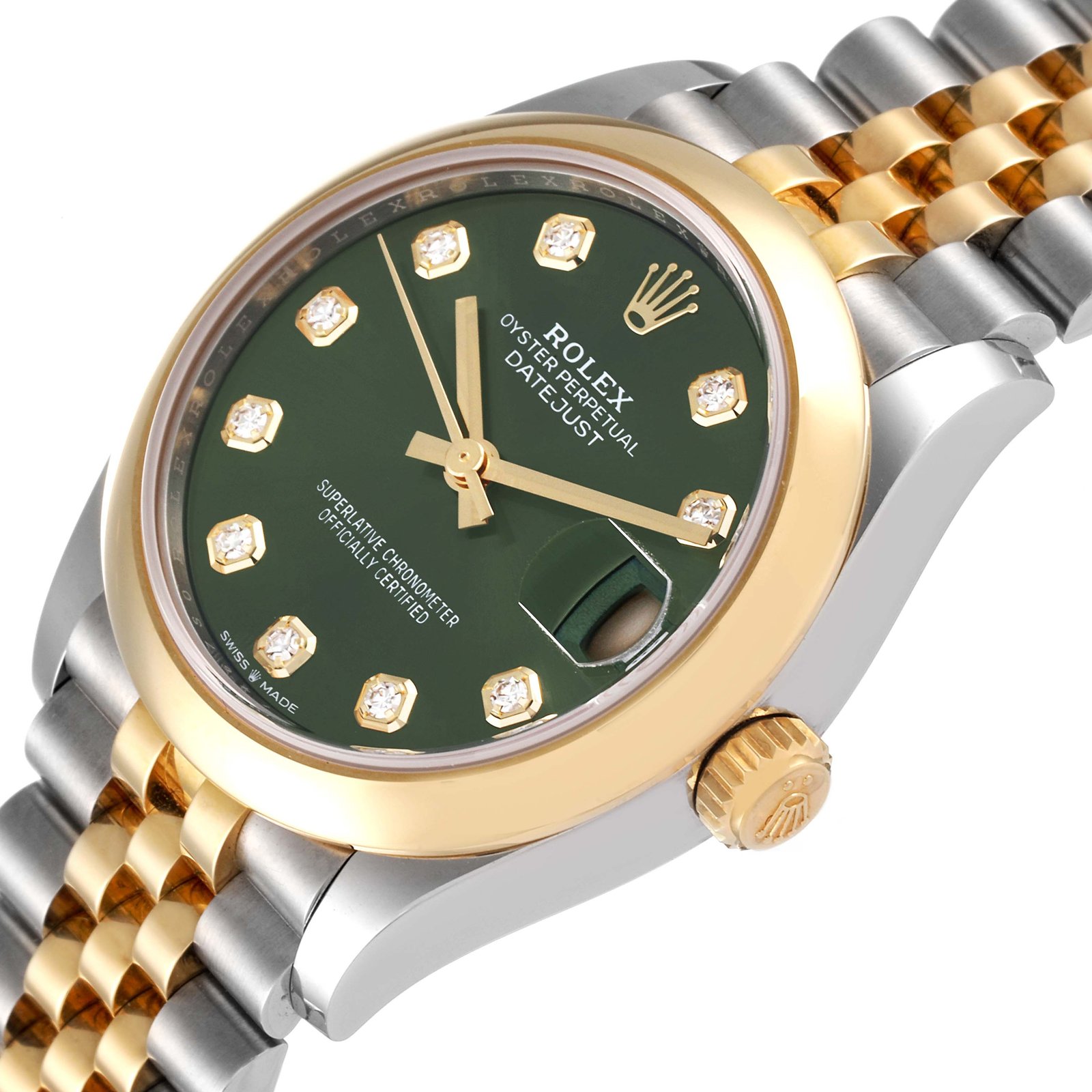 RLX Datejust m278243-0029/0030 31mm Olive Green Dial Yellow Rolesor Oyster Watch - Image 6