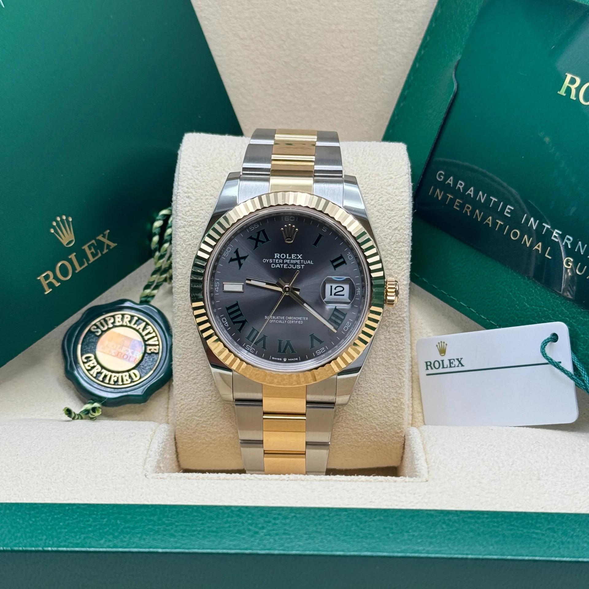 RLX Datejust 41mm 126333 Two-Tone Yellow Gold Fluted Bezel "Wimbledon" Dial Oyster - Image 3