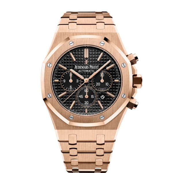 【Super Clone】Audemars Piguet Royal Oak Chronograph Black Dial 41mm 18k Pink Gold Watch 26320OR.OO.1220OR.01