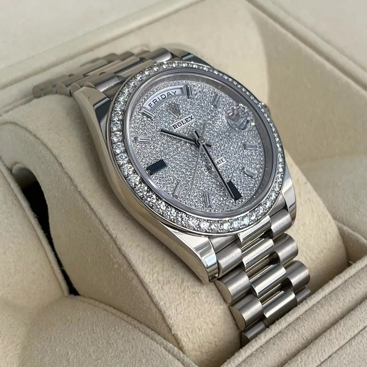 RLX 228349RBR-0036 Day-Date 40mm 18k White Gold Paved With Diamonds Watch - Image 3