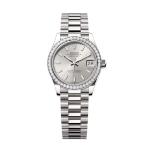 RLX Datejust m278289RBR-0012 Silver Dial White Gold President Watch