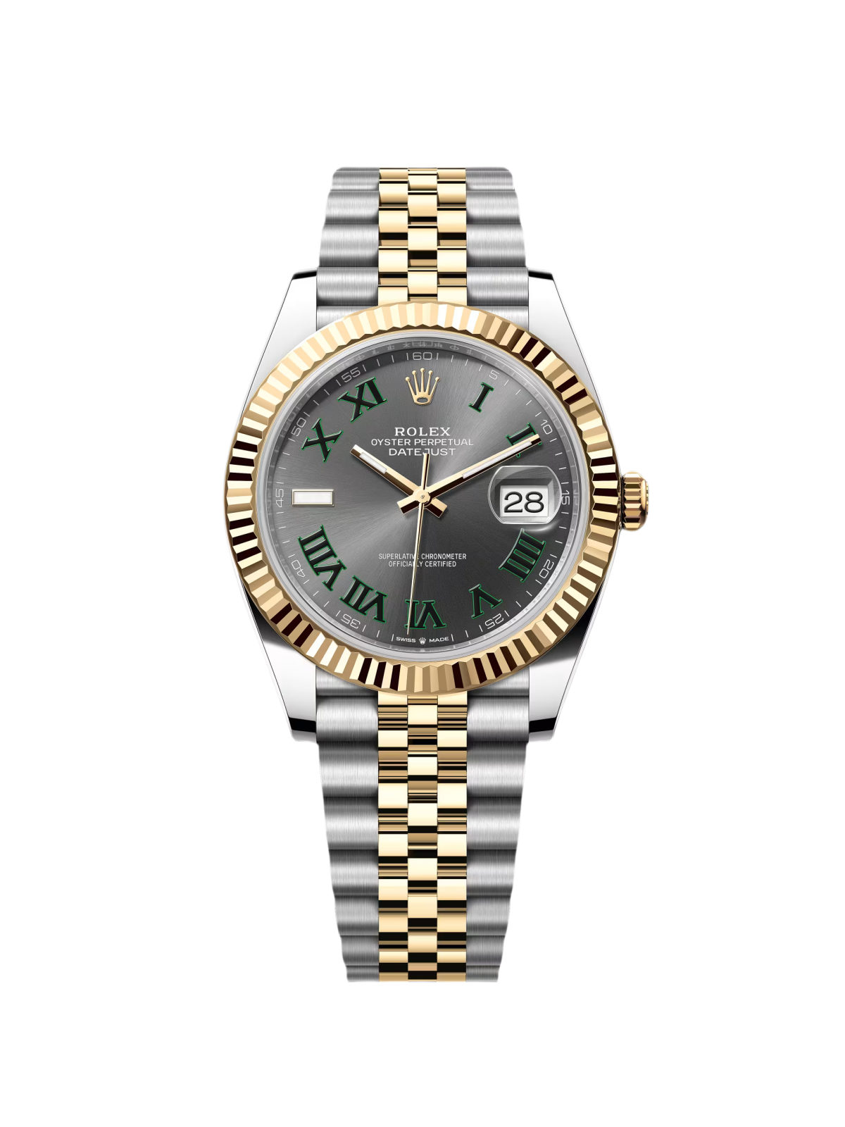RLX Datejust 41mm 126333 Two-Tone Yellow Gold Fluted Bezel "Wimbledon" Dial Oyster - Image 2