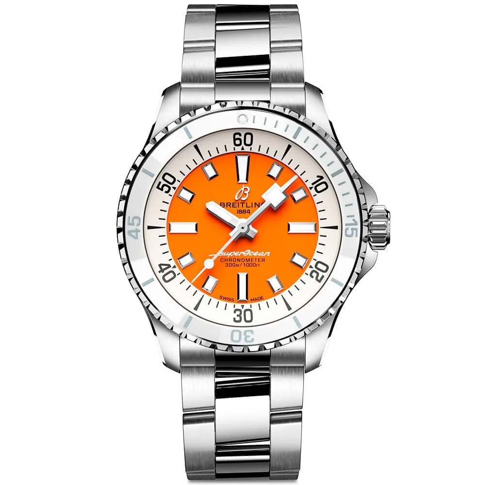 【Super Clone】BREITLINGSuperocean 36mm Orange Dial Ladies Automatic Bracelet Watch