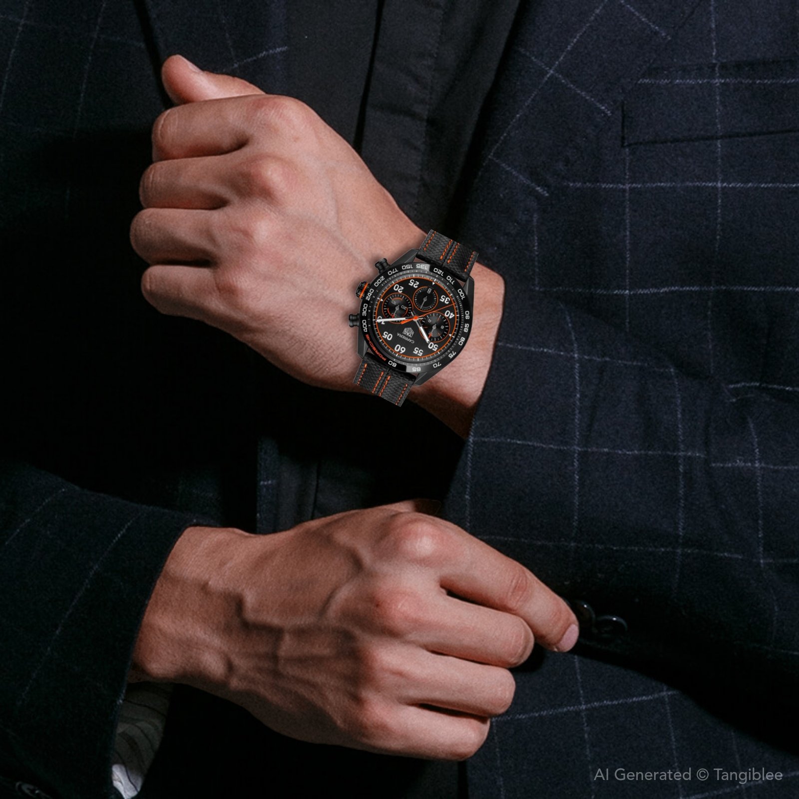 【Super Clone】TAG Heuer Carrera Chronograph x Porsche Orange Racing Men's Watch CBN2A1M.FC6526 - Image 5