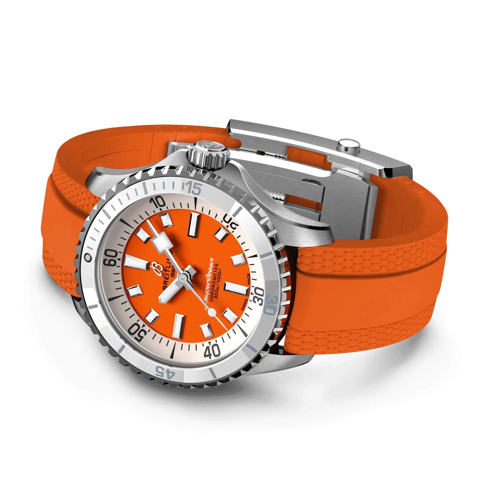 【Super Clone】BREITLINGSuperocean 36mm Orange Dial Ladies Automatic Strap Watch - Image 3