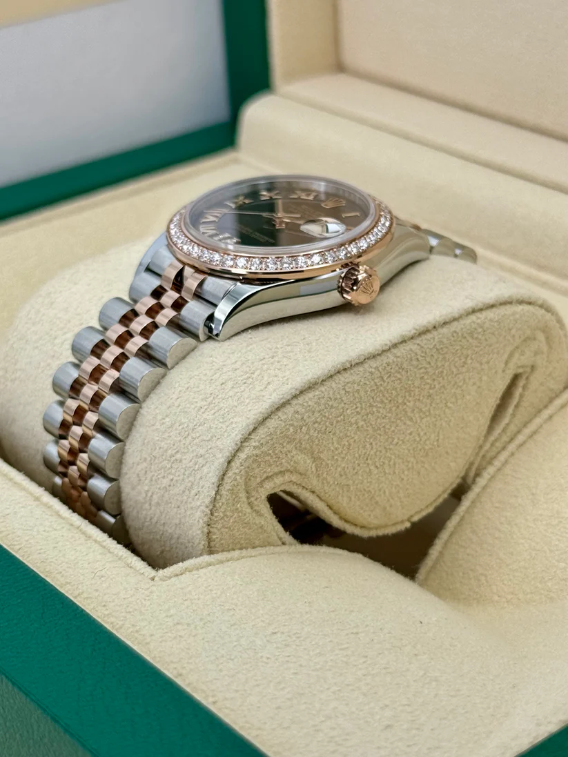 RLX Datejust m278381-0005/0006 Chocolate Roman Diamond 31mm Dial Diamond-Set Bezel and Oyster Bracelet Watch - Image 4