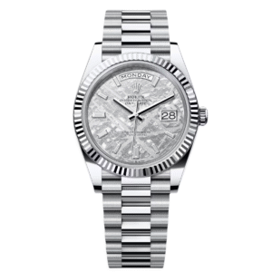 RLX Day-Date "President" 40mm Platinum Meteorite Diamond Baguette Dial - 228236