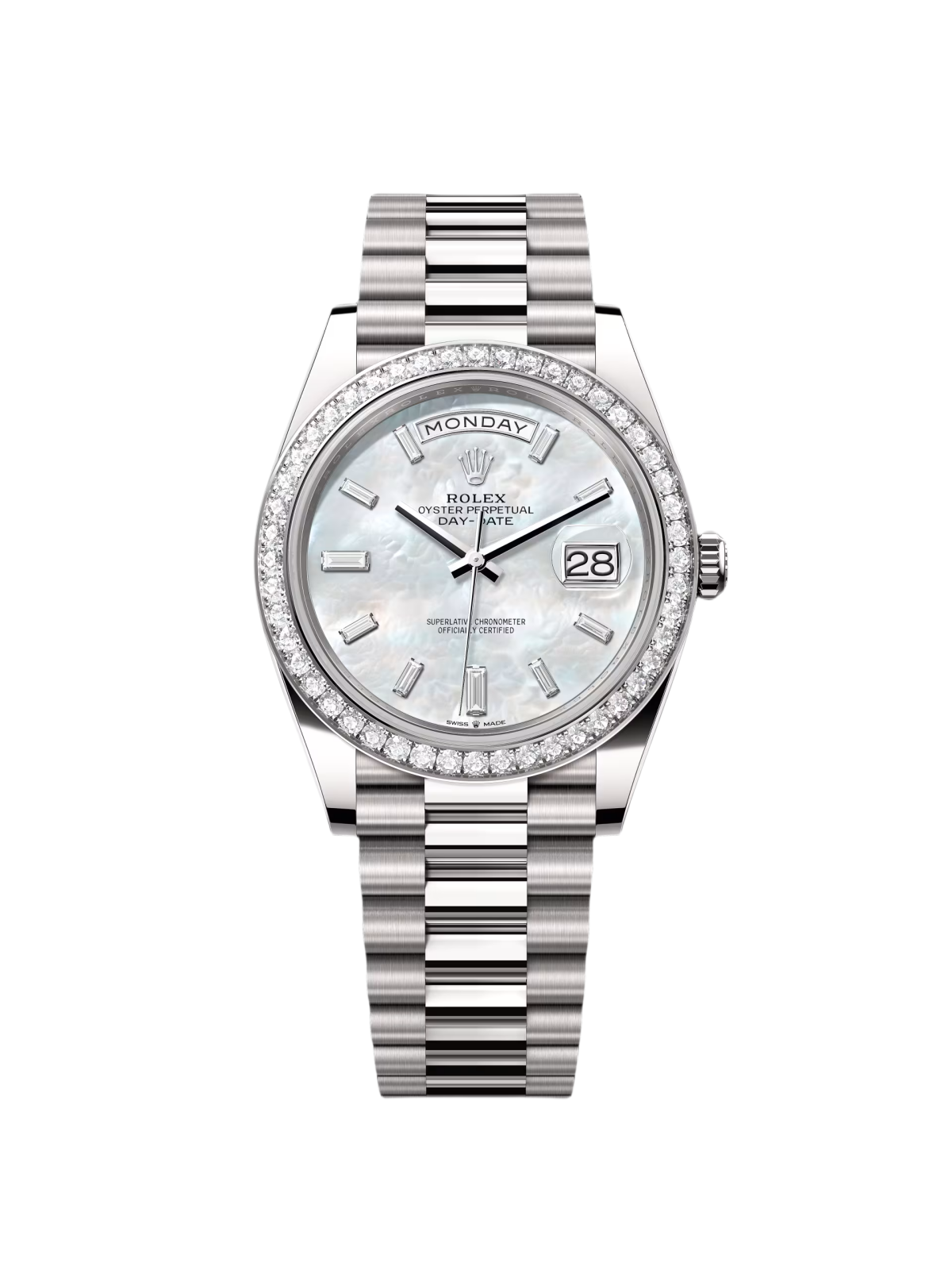 Rolex Day-Date 40mm 228349RBR-0046 White Mother-of-Pearl Dial President Bracelet