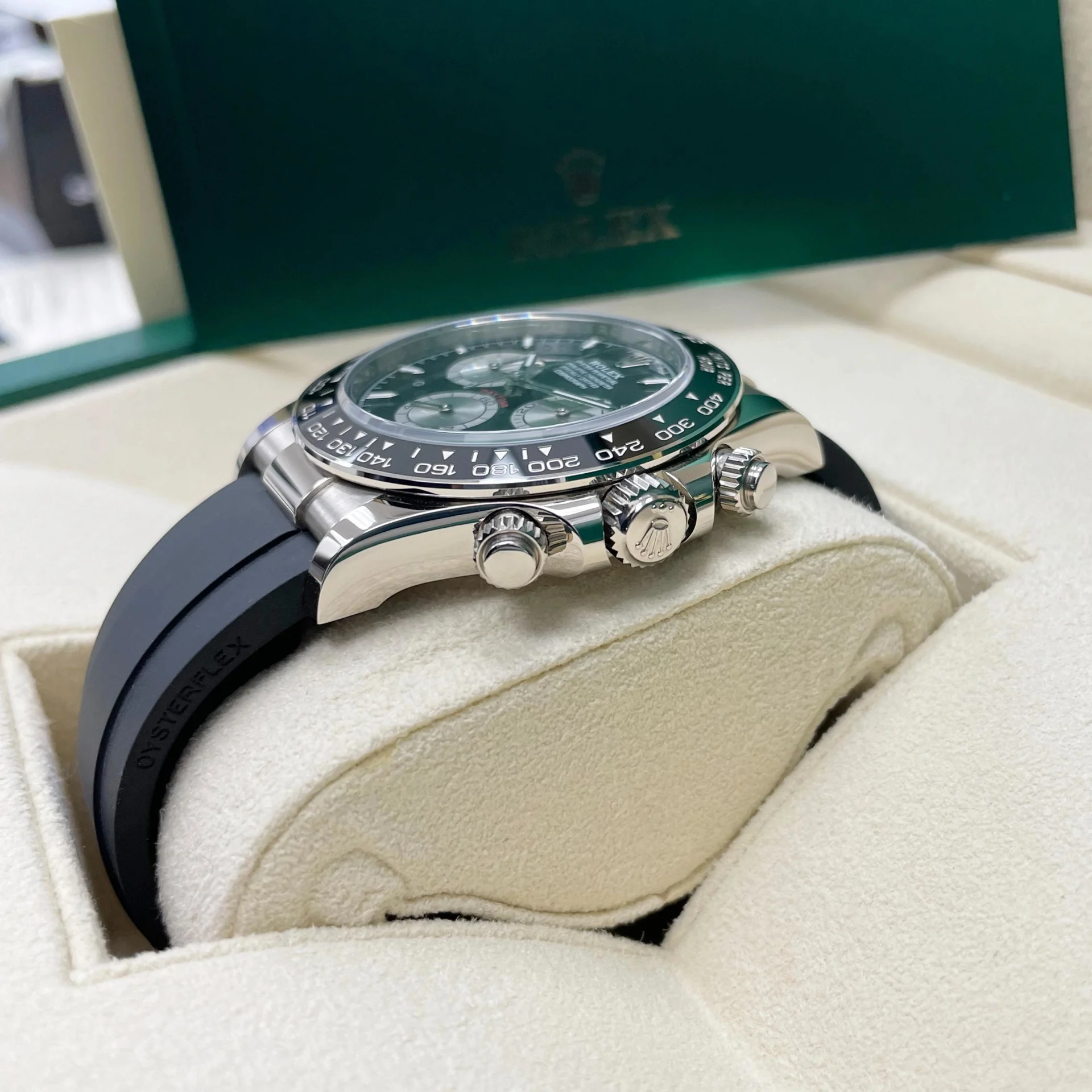 【Super Clone】Rolex Cosmograph Daytona White Gold Mens Watch-126519LN Black Oysterflex - Image 5