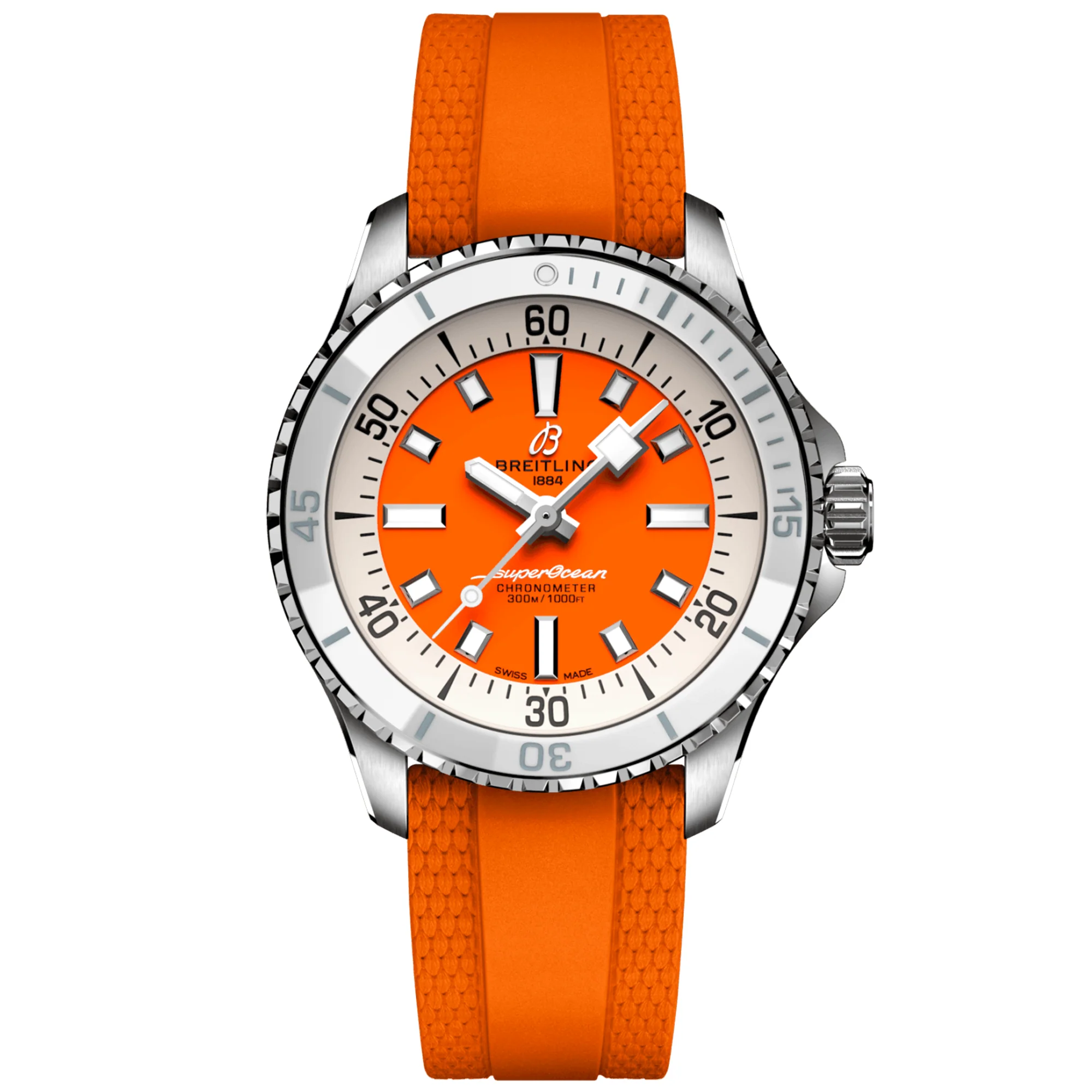 【Super Clone】BREITLINGSuperocean 36mm Orange Dial Ladies Automatic Strap Watch