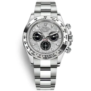 【Super Clone】Rolex Daytona White Gold Daytona 40mm Meteorite Dial Steel and Black Oyster (Reference # 116509)