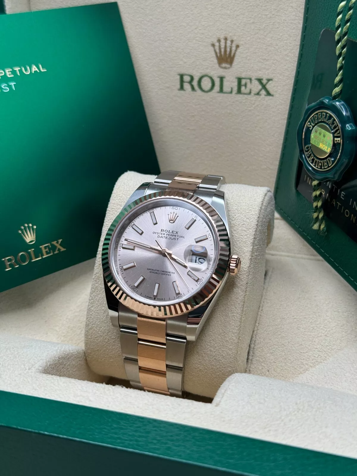 RLX Datejust 41mm 126331 Sundust Index Oyster Steel and Everose Gold Watch - Image 5