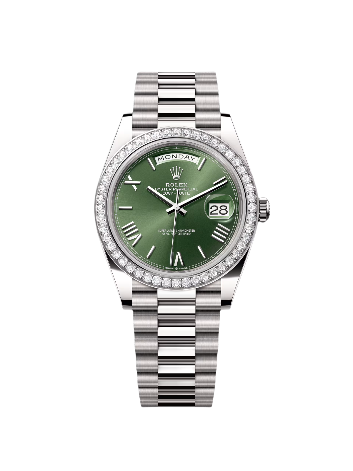 RLX Day-Date 40mm 228349RBR-0030 Olive Green Dial President Bracelet