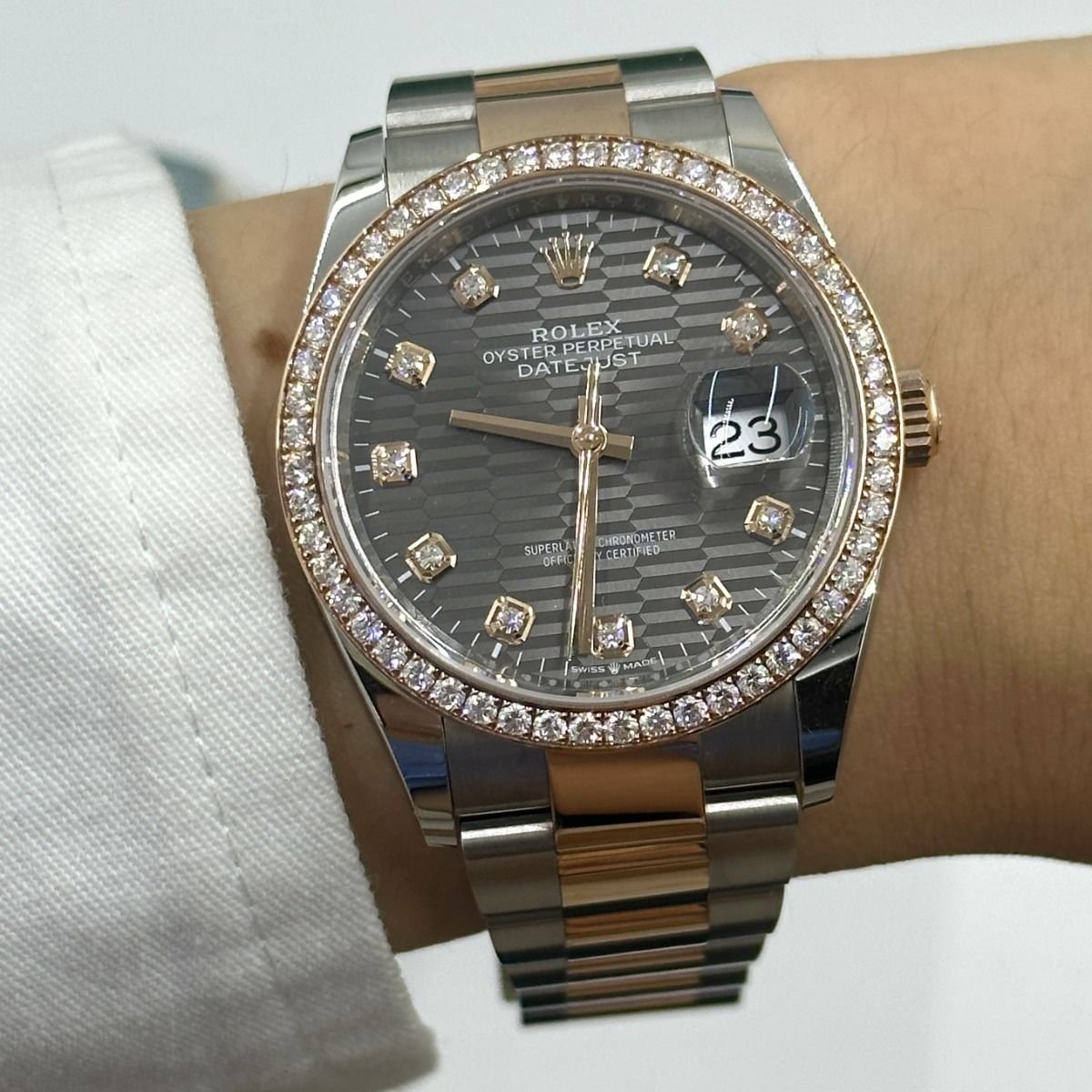 RLX Datejust 36mm 126281 Slate Fluted Motif Diamond Dial Diamond Bezel and Oyster Bracelet - Image 11