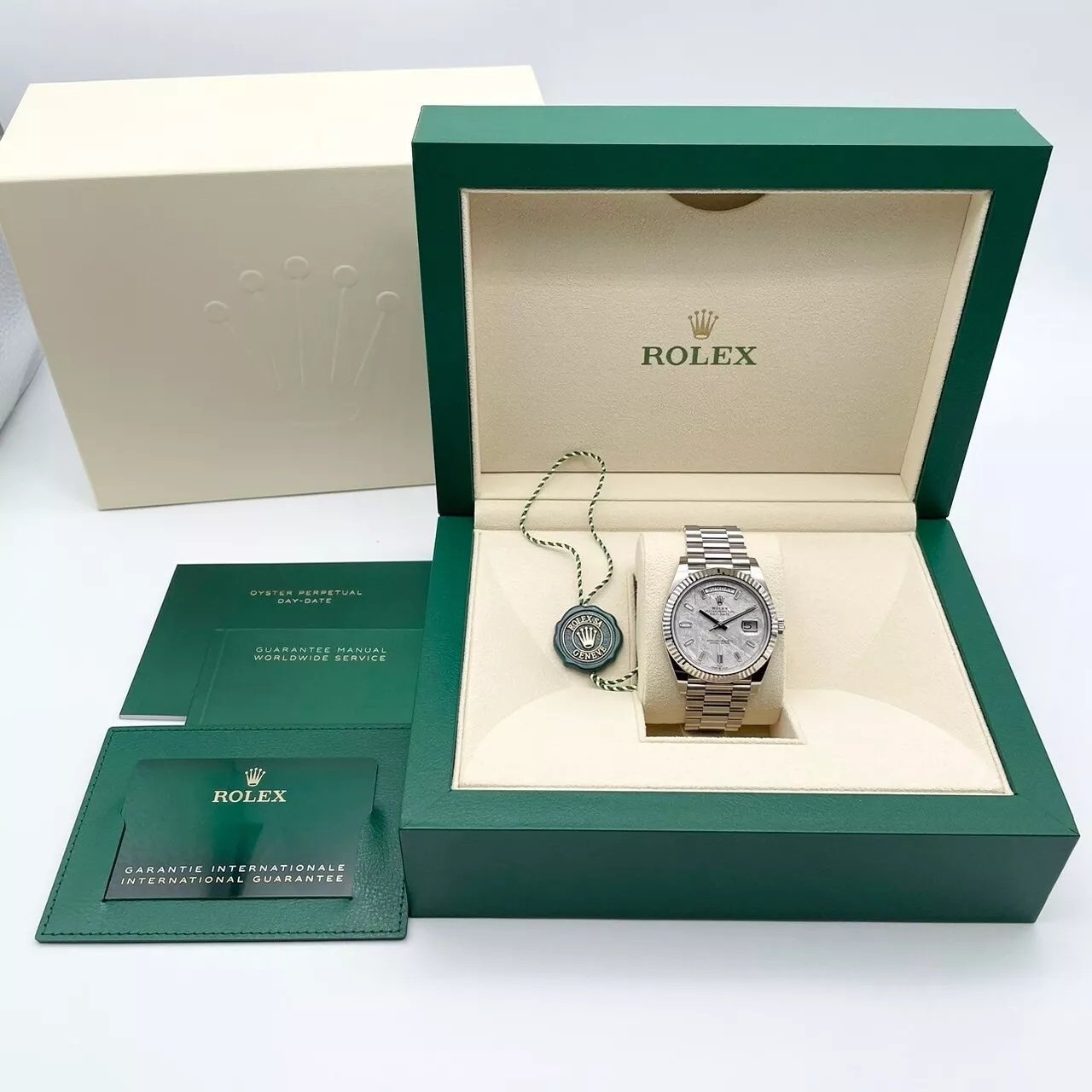 RLX Day-Date "President" 40mm Platinum Meteorite Diamond Baguette Dial - 228236 - Image 9