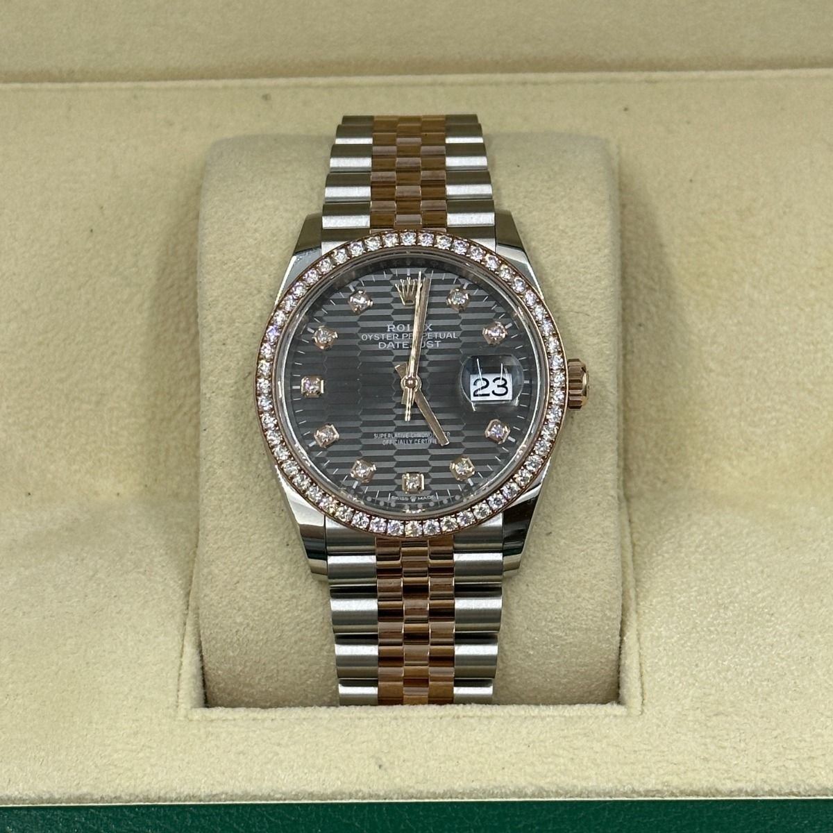 RLX Datejust 36mm 126281 Slate Fluted Motif Diamond Dial Diamond Bezel and Oyster Bracelet - Image 12