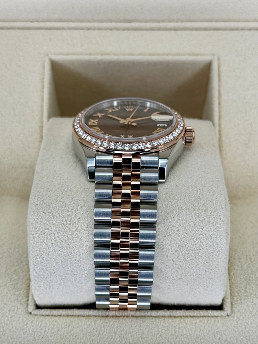 RLX Datejust m278381-0005/0006 Chocolate Roman Diamond 31mm Dial Diamond-Set Bezel and Oyster Bracelet Watch - Image 8