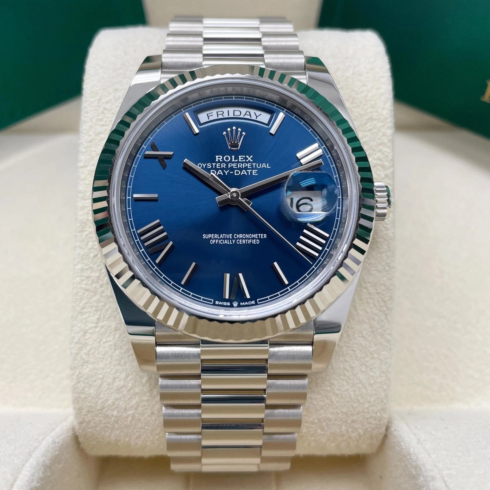 RLX Day-Date "President" 40mm Blue Roman Dial 228236-0007 - Image 9