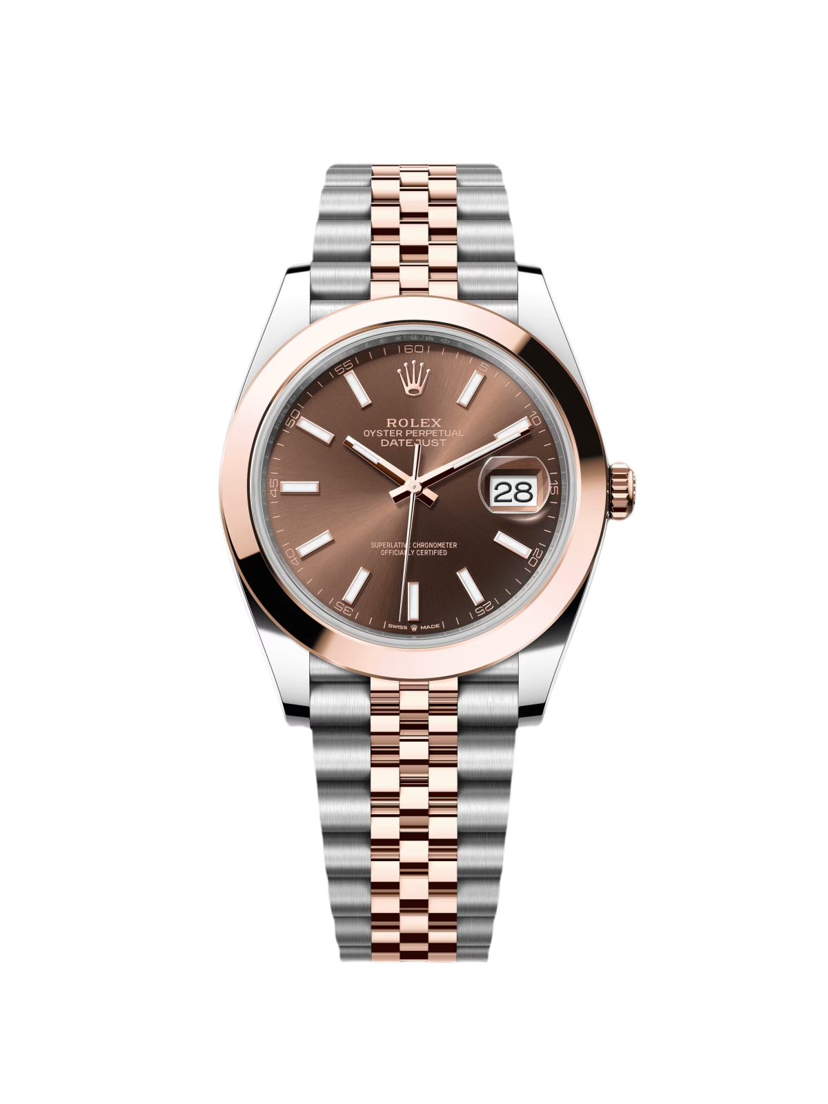 RLX Datejust 41mm 126301 Chocolate Index Oyster Steel and Everose Gold Watch - Image 2