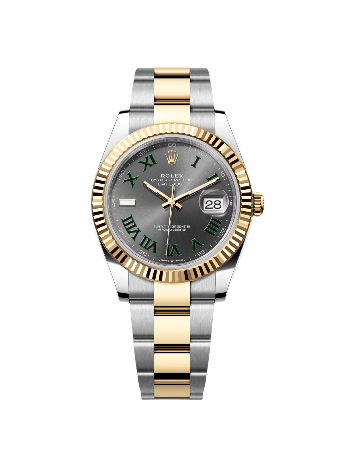 RLX Datejust 41mm 126333 Two-Tone Yellow Gold Fluted Bezel "Wimbledon" Dial Oyster
