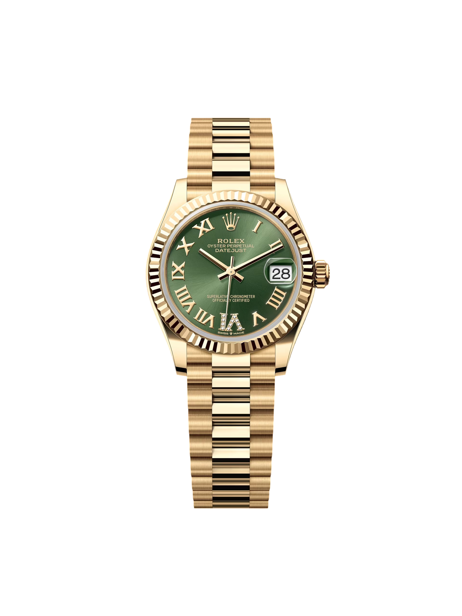 RLX Datejust m278278-0030 Olive Green 31mm Dial President Bracelet Watch