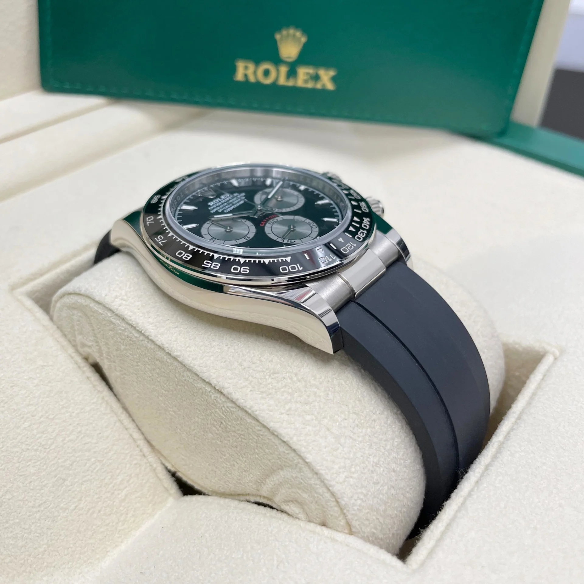 【Super Clone】Rolex Cosmograph Daytona White Gold Mens Watch-126519LN Black Oysterflex - Image 4