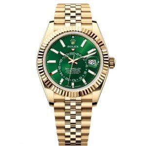 RLX  Sky-Dweller 42mm 336938-0007/0008 Yellow Gold Bright Green Dial Jubilee