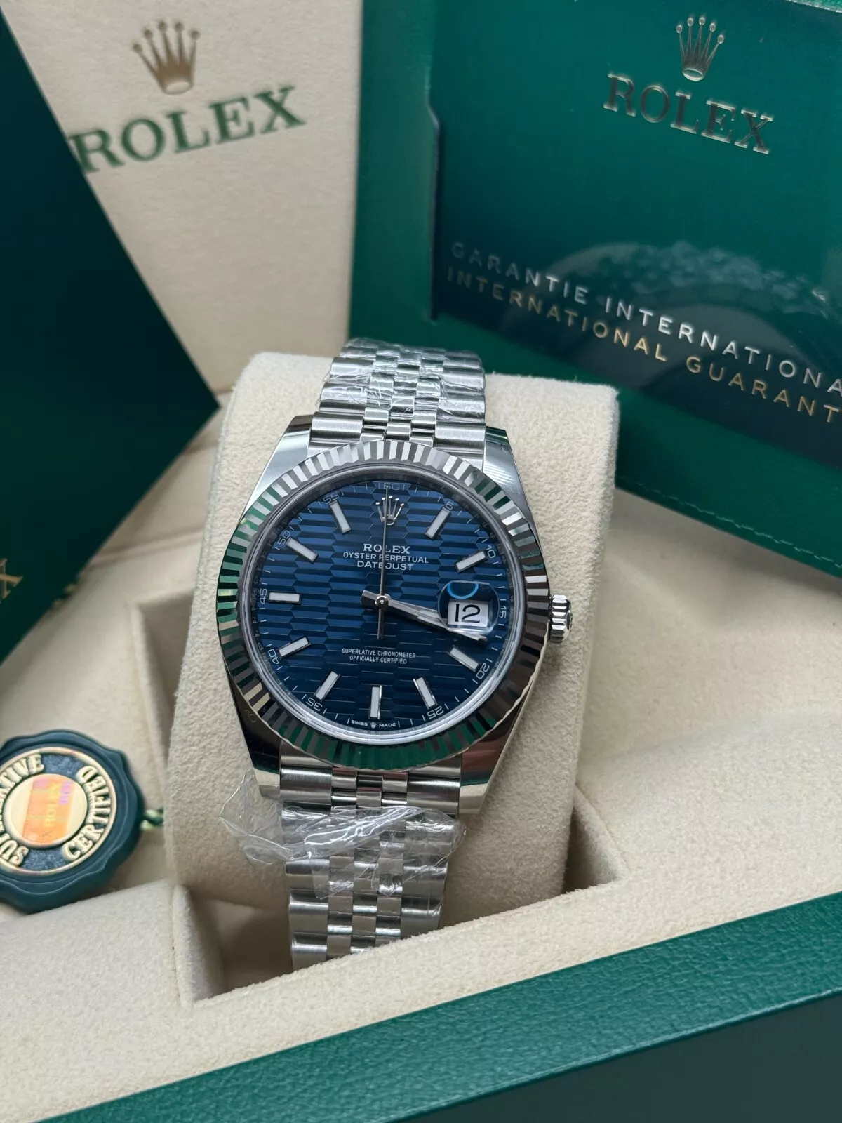 RLX Datejust 41mm Blue Fluted Motif Index Dial Jubilee Bracelet Watch - 126334 - Image 6