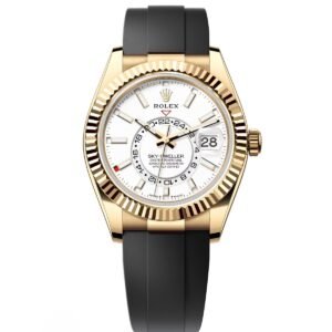 RLX  Sky-Dweller 42mm Yellow Gold White Dial Oysterflex - 336238