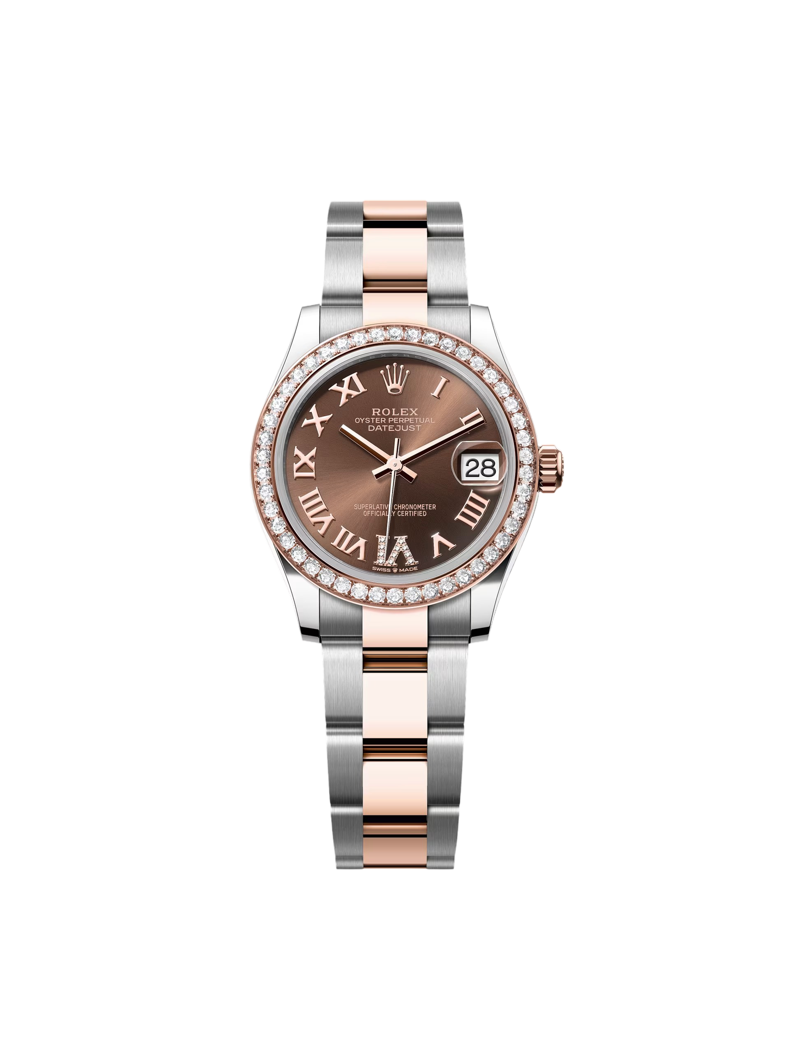 RLX Datejust m278381-0005/0006 Chocolate Roman Diamond 31mm Dial Diamond-Set Bezel and Oyster Bracelet Watch - Image 2