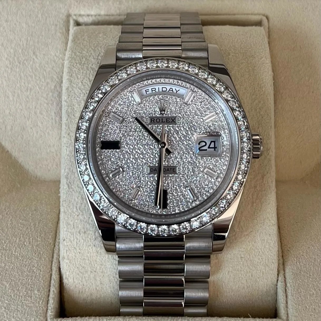 RLX 228349RBR-0036 Day-Date 40mm 18k White Gold Paved With Diamonds Watch - Image 2
