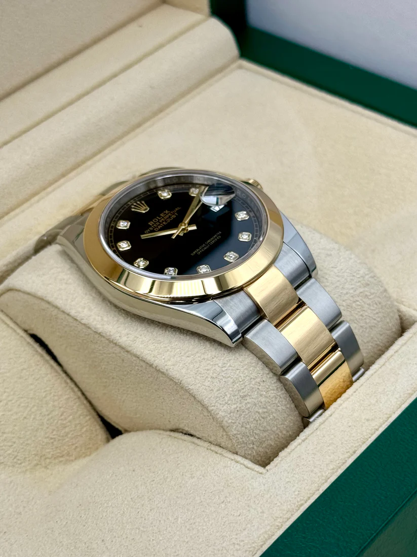 RLX Datejust 41mm 126303 Black Diamond Oyster Steel and Yellow Gold Mens Watch - Image 7