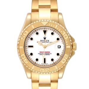 【Super Clone】Rolex Yacht-Master 168628 White Dial Yellow Gold 35MM Unisex Replica Watch