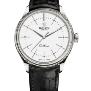 【Super Clone】Rolex Cellini Time 50509 Black Leather Strap White Dial 39mm Mens Replica Watch