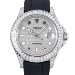 【Super Clone】Rolex Yacht Master 226679TBR White Gold 42mm Baguette Diamond Watch