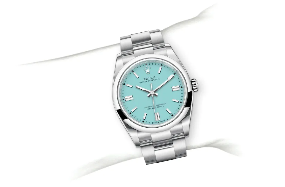 Rolex Oyster Perpetual 36, Oystersteel, Turquoise Dial, 3230 Movement, M124300-0006